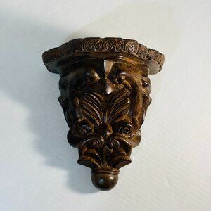 Estate Sale of Rare VTG Ornate Brown Distressed Owl Resin Wall Shelf Sconce 9" H